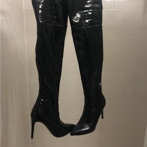 Guess over the knee black patent boot size 11